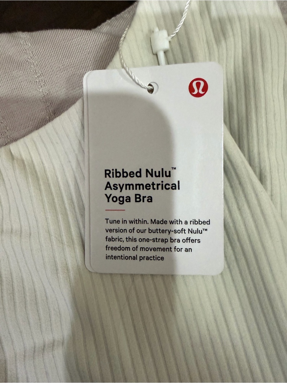 lululemon Ribbed Nulu Asymmetrical Yoga Bra in Bone Size 2 NWT - Picture 4 of 5